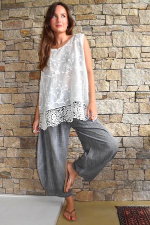 Veronica Embroidered Tank White